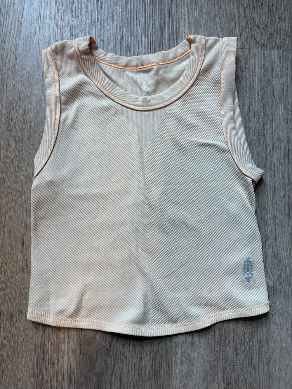 FP Movement by Free People Ribbed Tank Top - Cream with Peach Trim